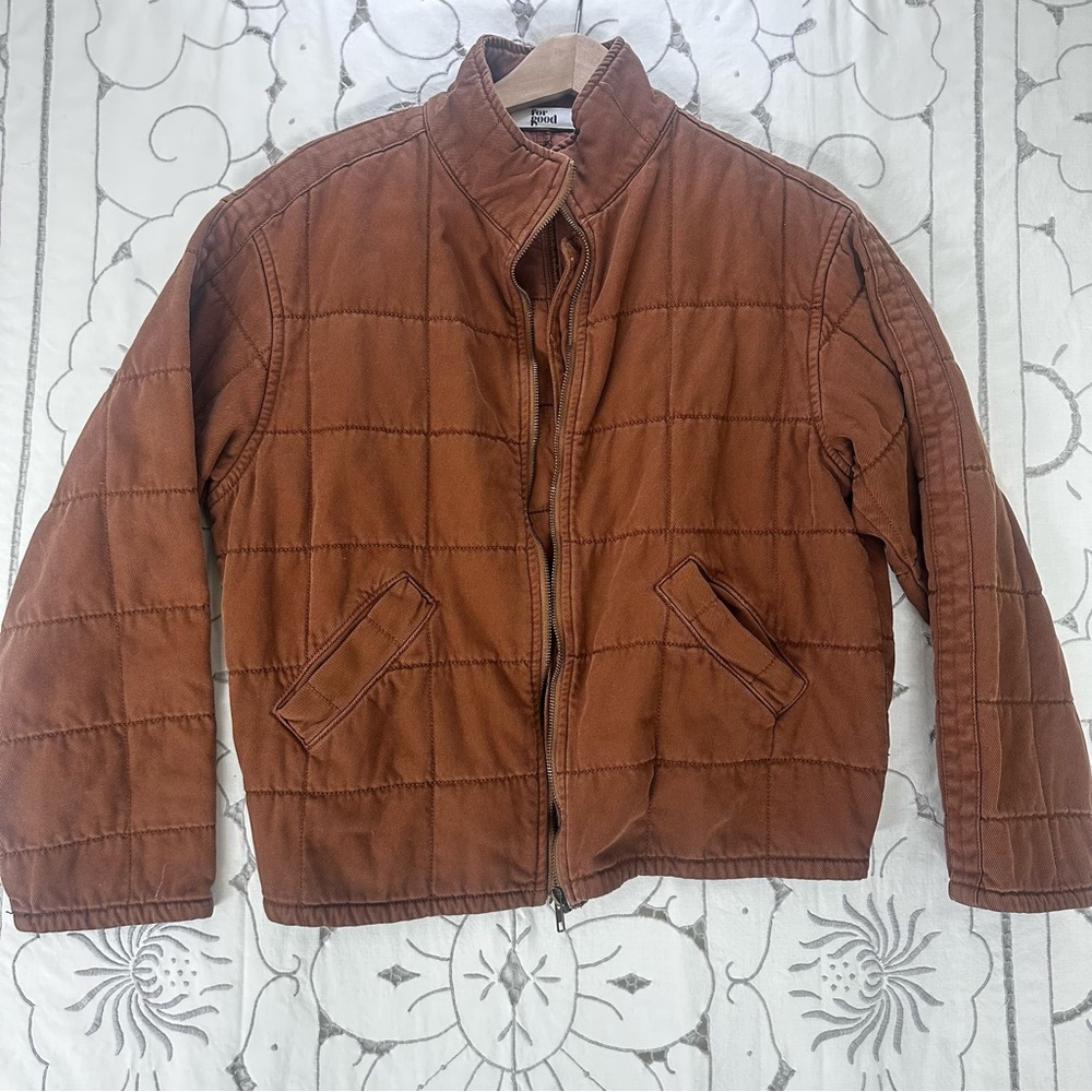 For Good Rust Brown Quilted Jacket Women’s S – Cotton, Zip Front, Lightweight
